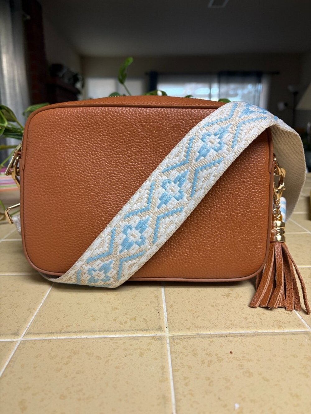 Pom Pom London Original City Bag Chestnut Leather Monogram YSL
